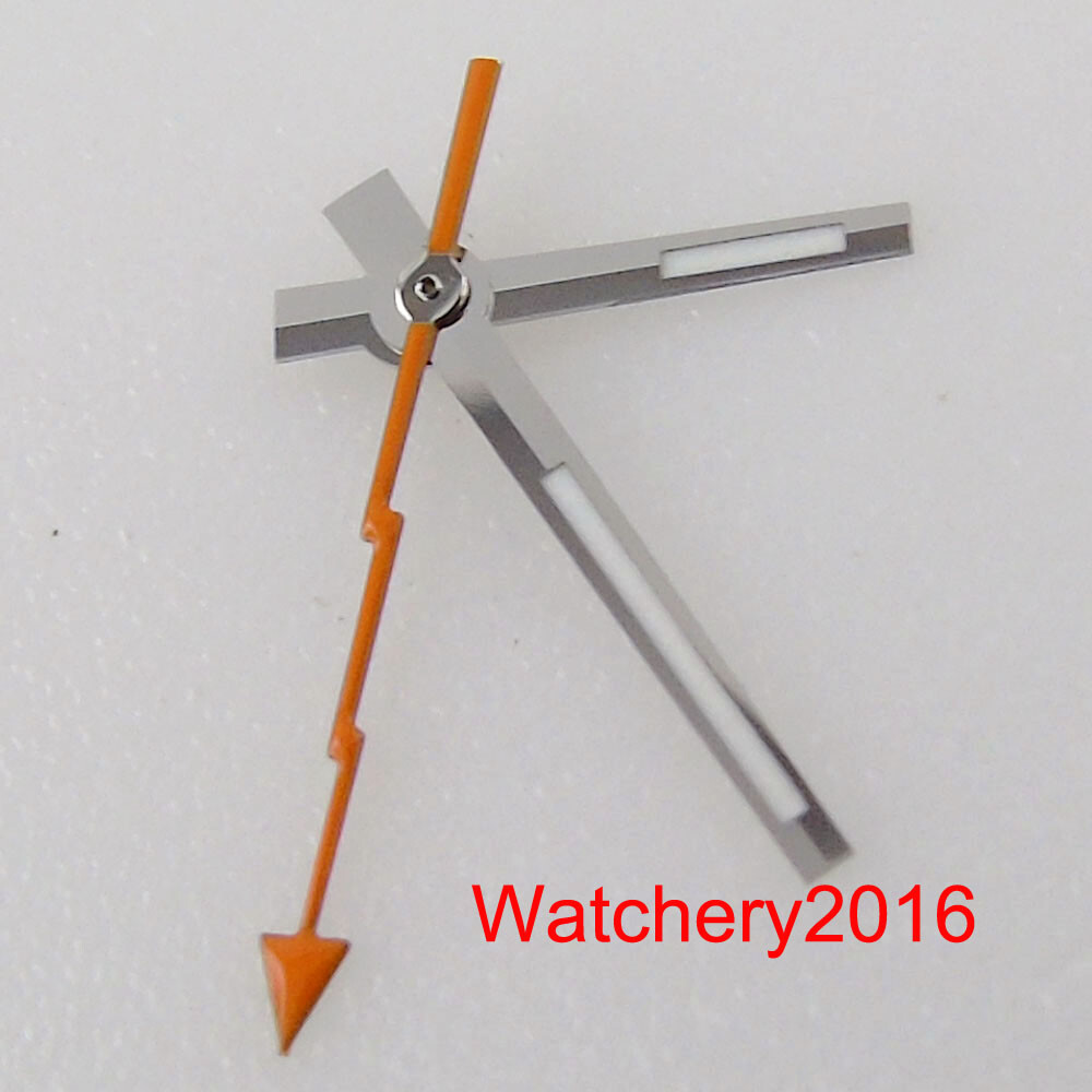 Red Blue Orange Hand silver edge white watch Hand fit NH35 NH36 7s26 ETA 2824