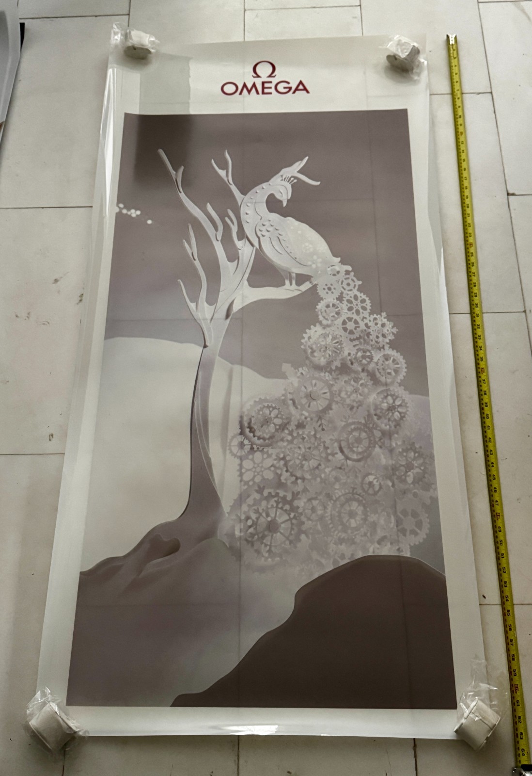 ultra rare vintage original Omega Peacock promotion poster print 80 x160