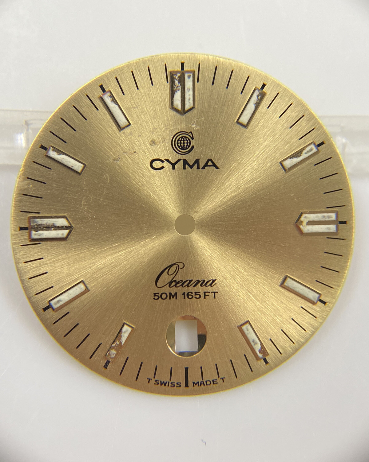 Original Cyma Mens Oceana Champagne Gold Luminous 27.5mm Watch Dial