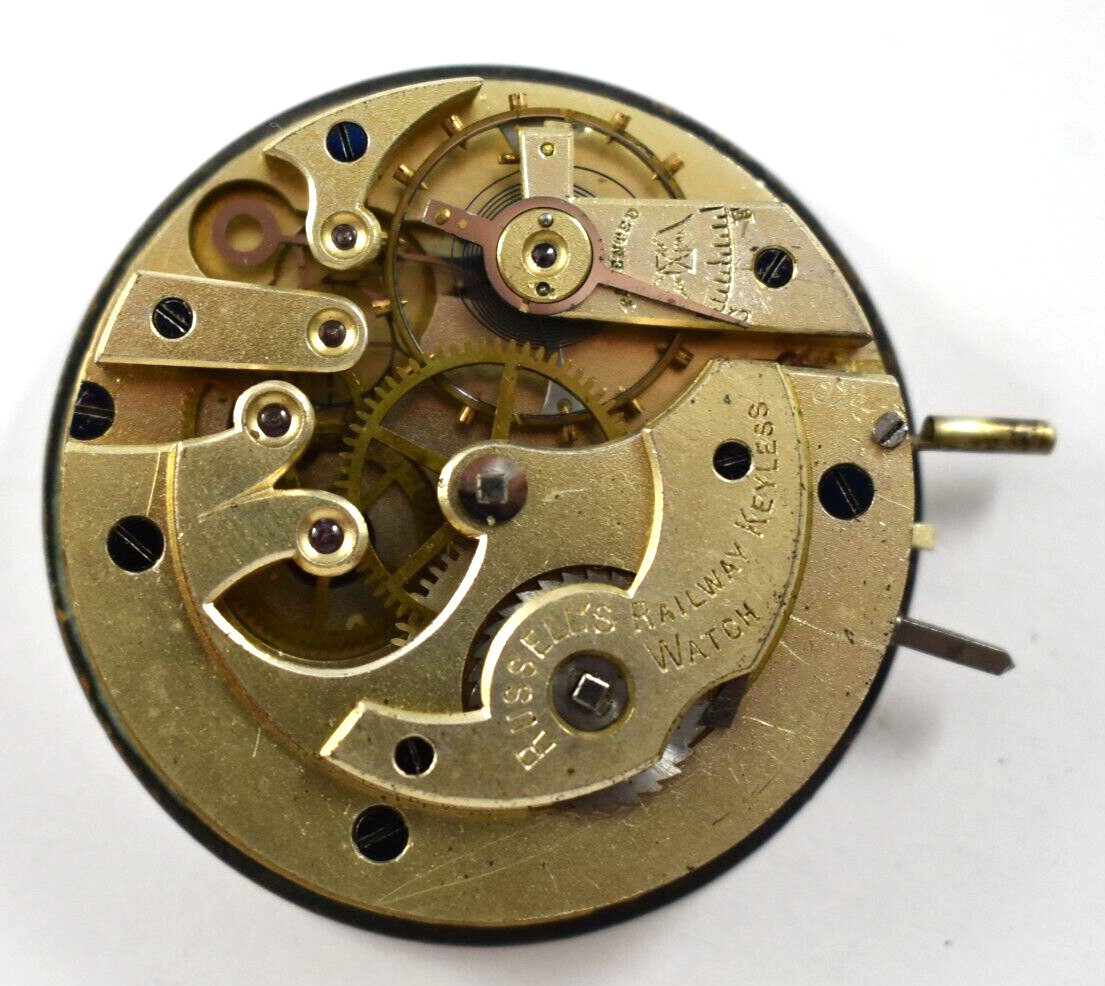 Vintage Russell’s Railway 46.65mm OF Pocket Watch Movement lot.wc