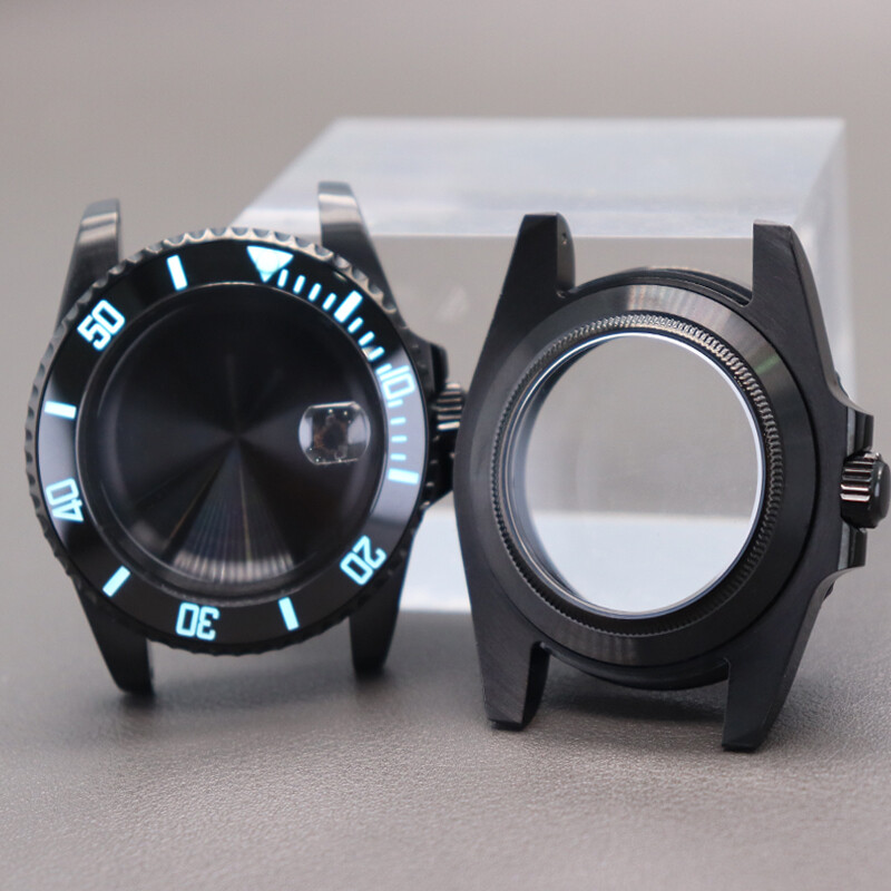 40mm black Watch Case 3C Luminous Ceramic For Seiko Nh35 36 Movement 28.5mm Dial