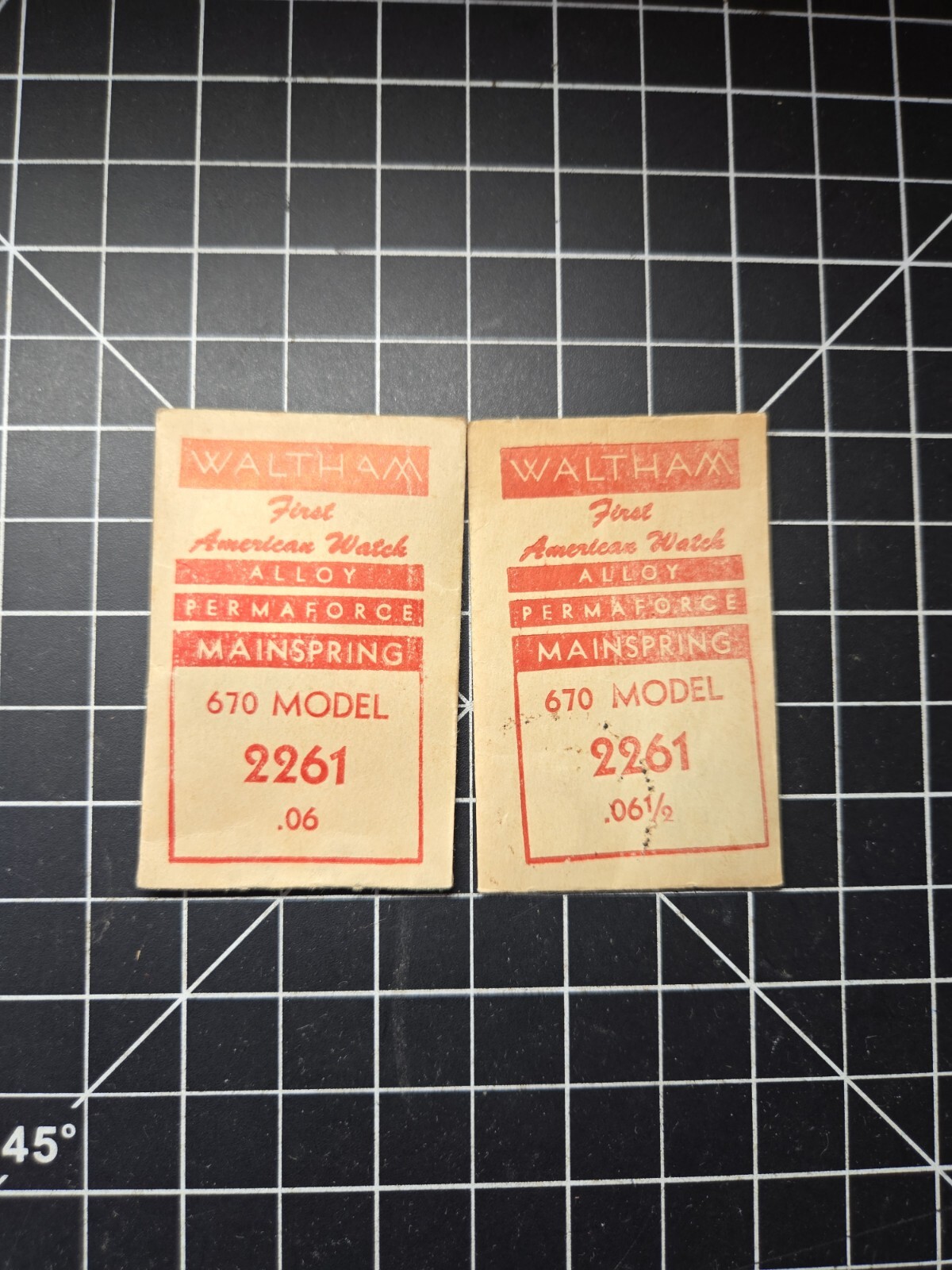 waltham pocket watch mainspring lot 670 model 2261 .06 1/2 permaforce
