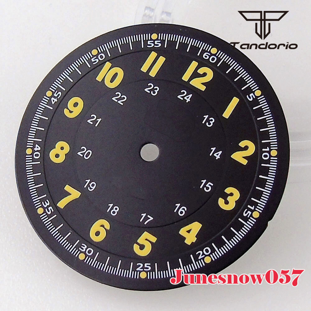 Tandorio Silver/Black Watch Dial Numbers Lume 29MM Fit NH35A NH36A Movement Men