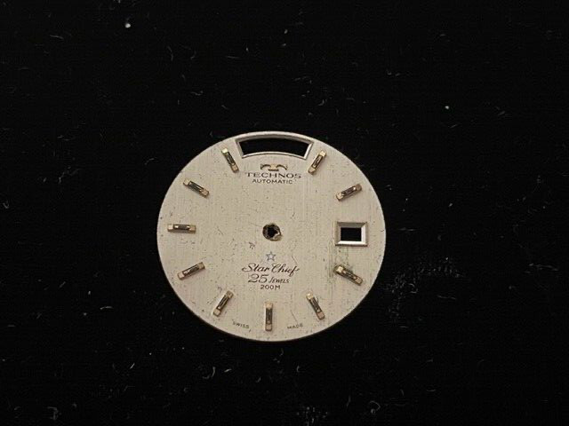 Vintage Technos Star Chief 25 Jewels Automatic Watch Dial Only w/ Date Windows