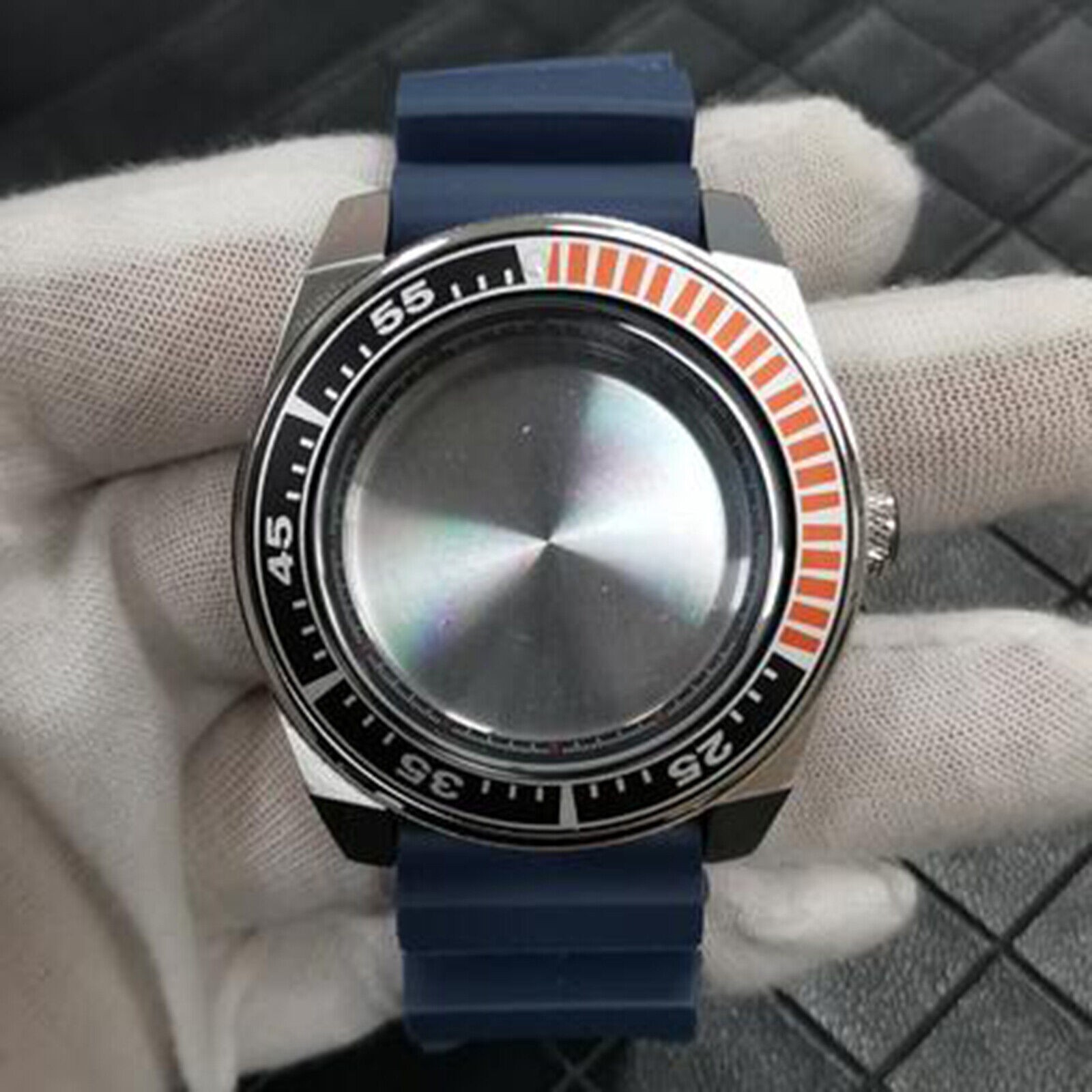 361 Steel Watch Case Buckle Dark Blue Strap 42.5mm for NH35/NH36 Movement