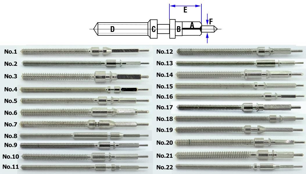 Stems for Chinese Watch Movements Winding Stem Replacement Parts China Watches