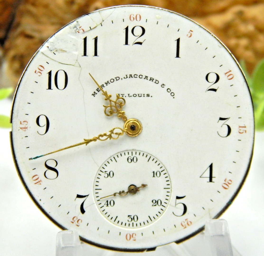 Antique Pocket watch movement Elgin GR 247 3 finger Pr Label St Louis Constant
