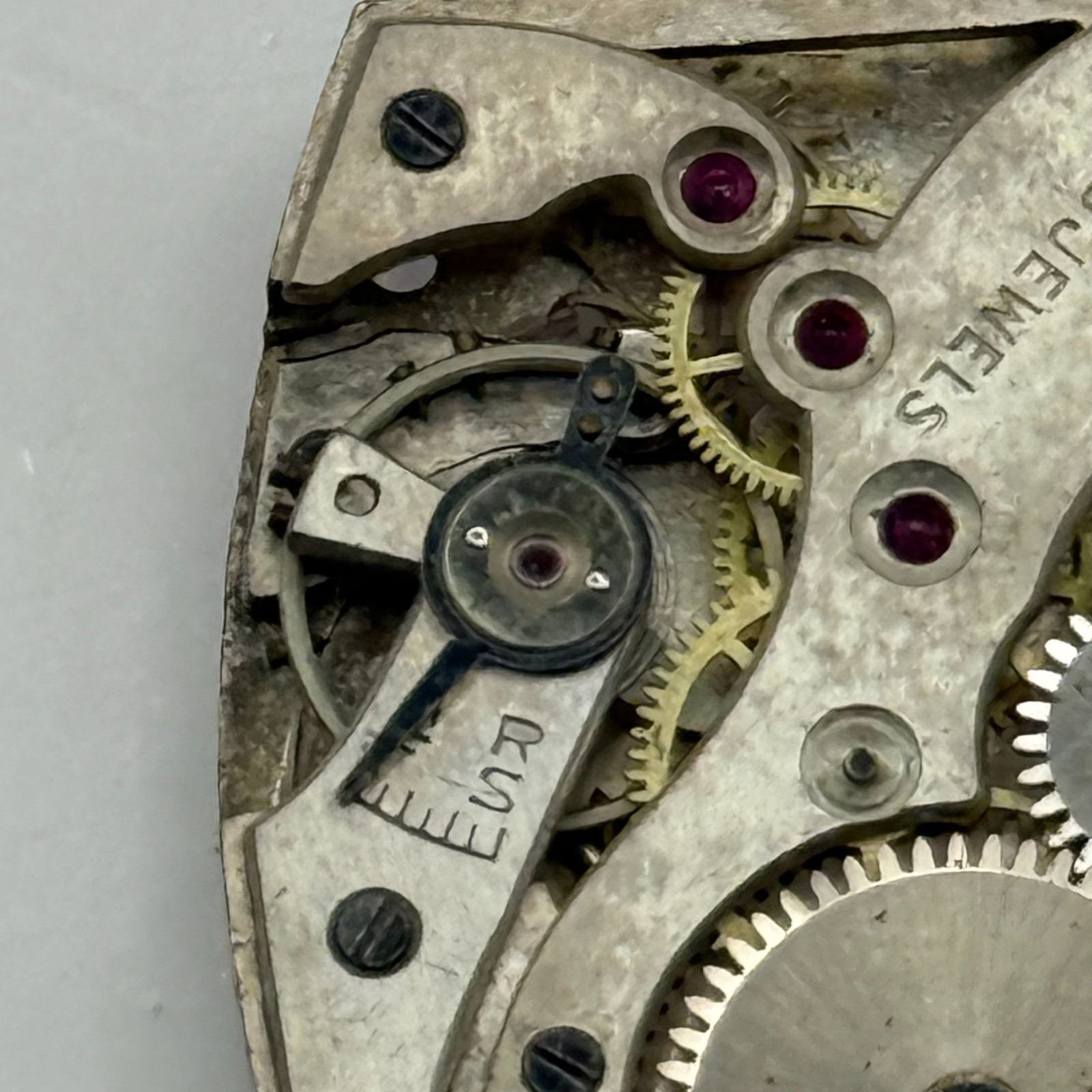 Tank Watch Movement Unidentified 15 Jewels Swiss Vintage Parts Repair 19.9mm