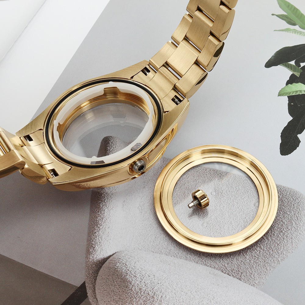 Sapphire 36mm/39mm Oyster Watch Cases Band Fluted Bezel For Seiko NH35 Movement