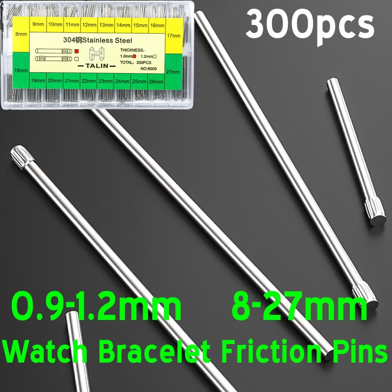 300Pcs 0.9 1.0 1.1 1.2mm Stainless Steel Watch Band Strap Tube Bar Link Pins Kit