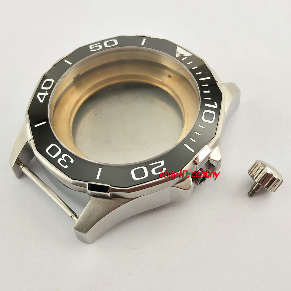 45mm Watch Case Silver Case Fit ETA 2836, Miyota 8205/8215/821A,Mingzhu2813/3804