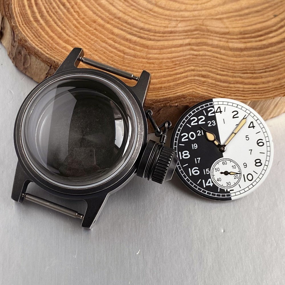 29mm Black White Watch Dial 20ATM Diving Steel 36mm Watch Case For ST1701 Movt