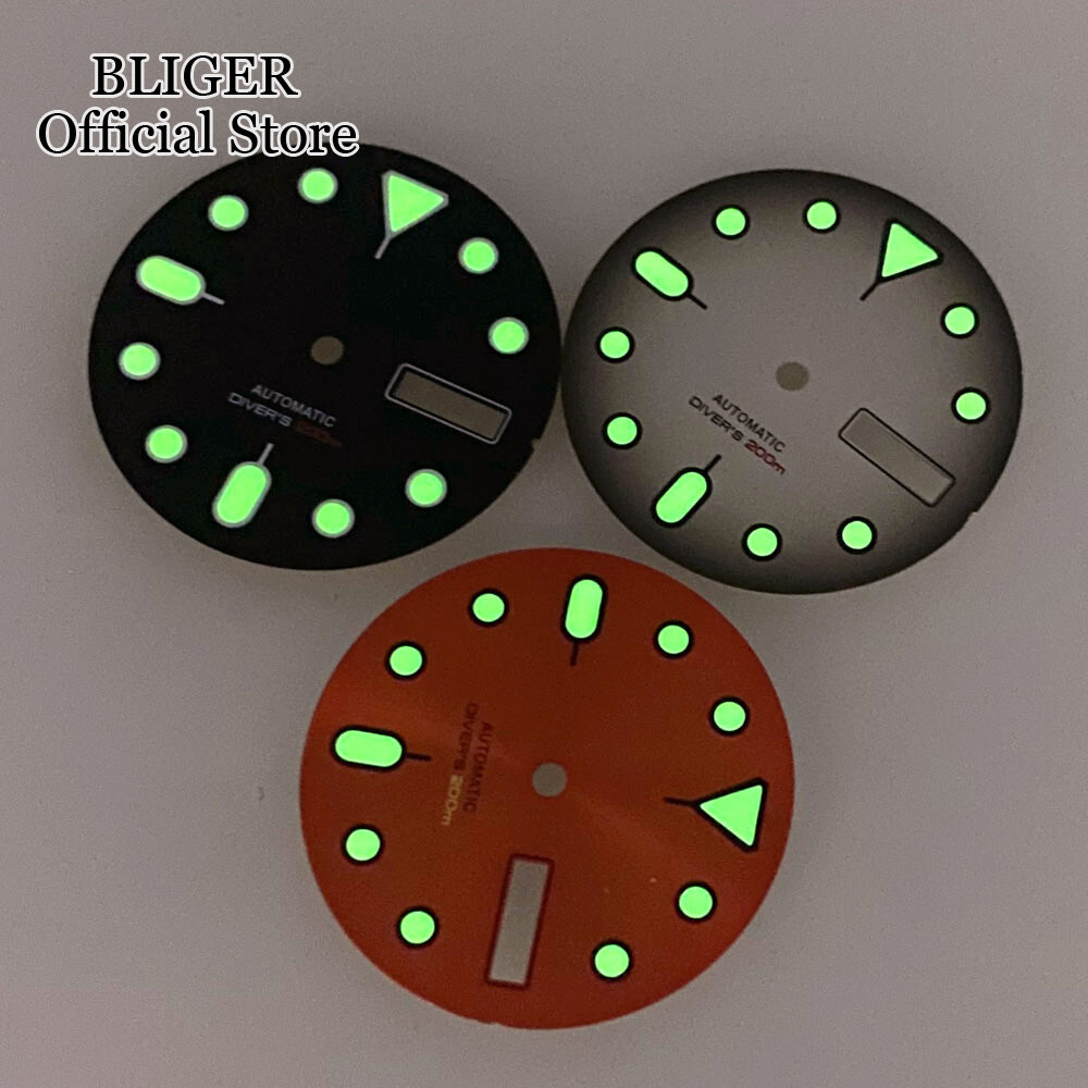 29mm Mod Watch Dial Black Gray Orange Fit NH36 Movement for 3H 3.8H 4.1H o’clock