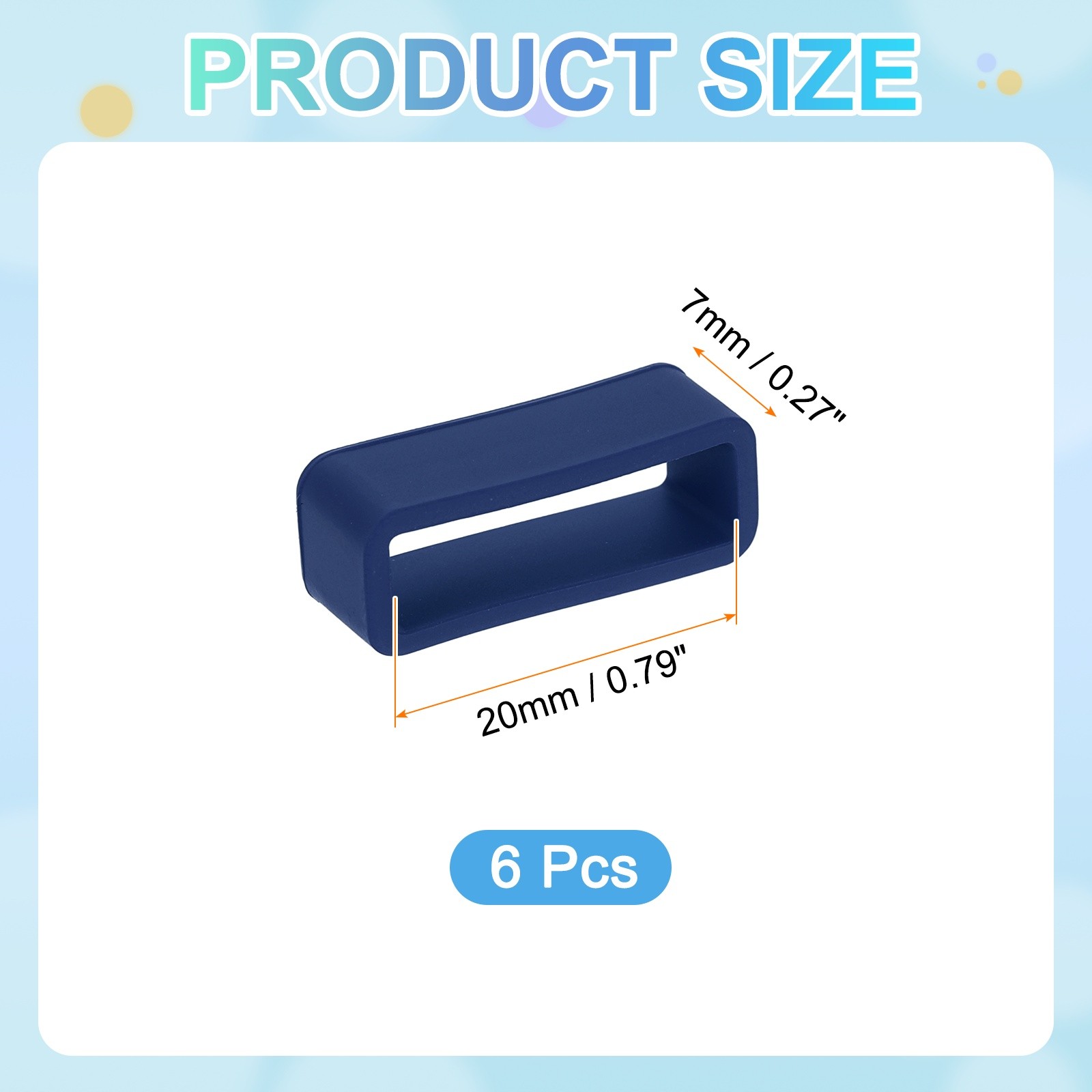 6pcs Watch Band Loop 20mm Silicone Watch Strap Retainer Loop Deep Blue