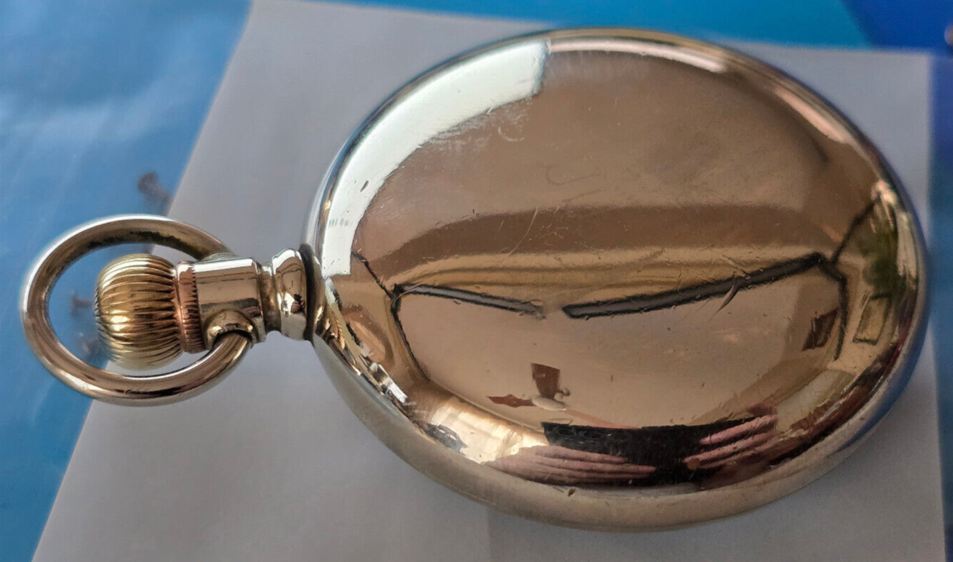 VINTAGE 18 SIZE CRESCENT POCKET WATCH CASE PENDANT AND LEVER SET SWING OUT