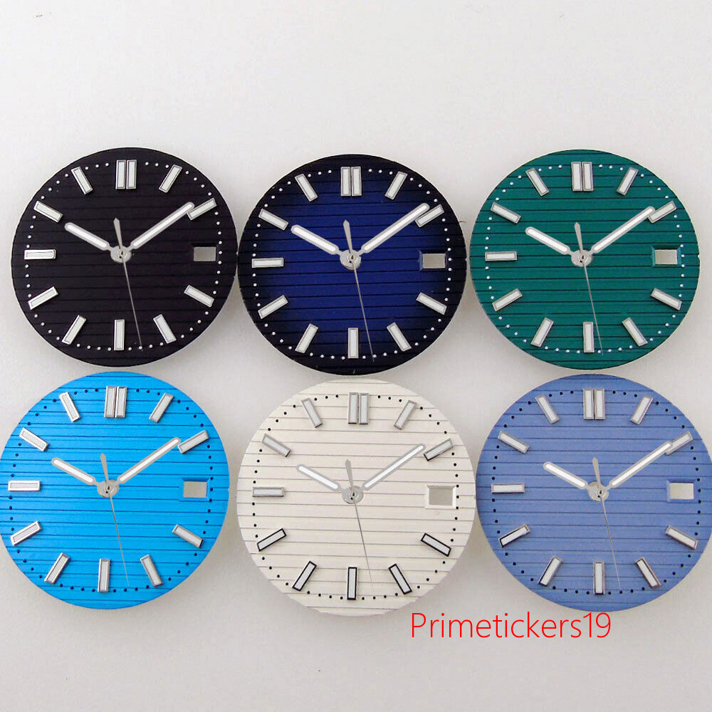 29.6mm Multicolor Watch Dial Hands Set Date Window Fit NH35 NH36 Movement