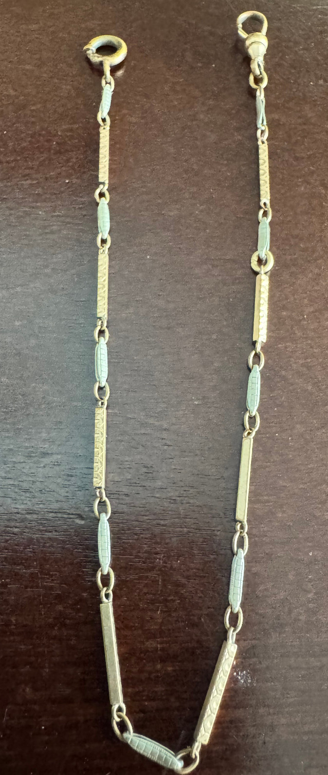 VINTAGE 11 INCH TWO TONE POCKET WATCH CHAIN