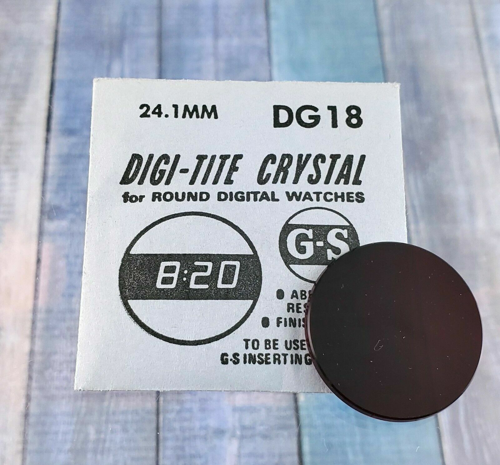 Vintage 24.1 mm G-S DIGI-TITE Watch Crystal for Round Digital Watches