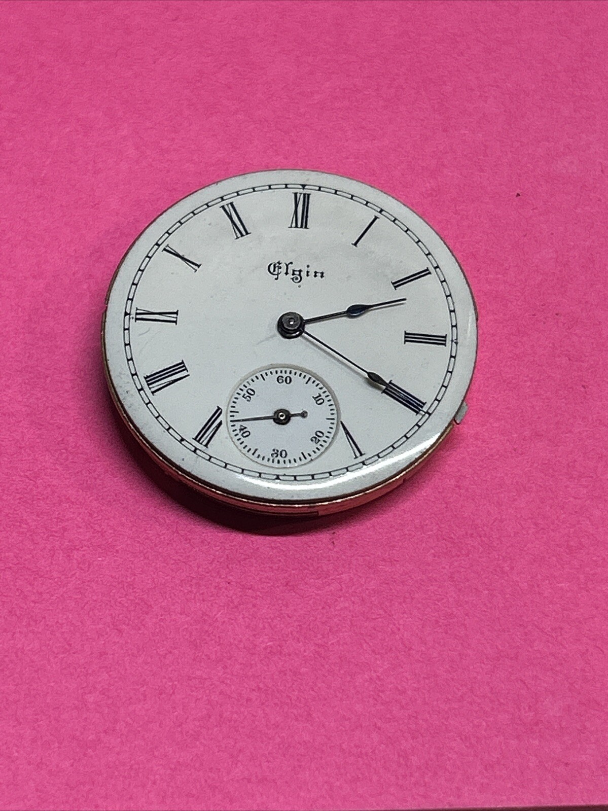 VINTAGE 0 SIZE ELGIN POCKET WATCH MOVEMENT Ticks Free For Repair