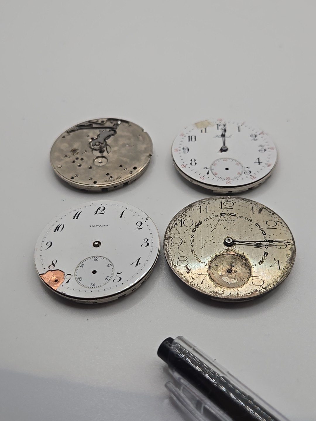 Lot Of 4 Antique E Howard Pocket Watch Movements 12s For Repairs