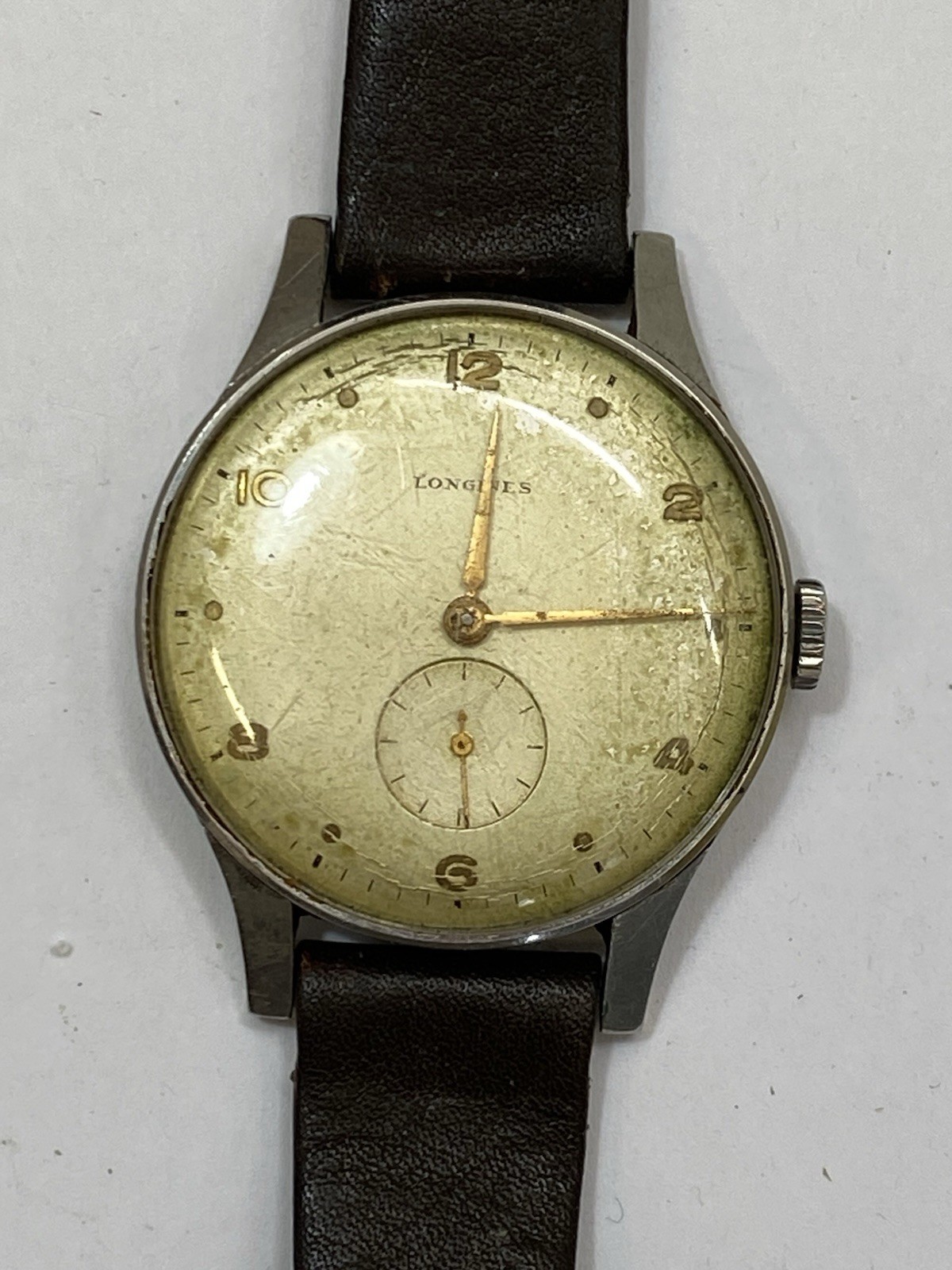 Longines Vintage Men’s Mechanical Steel Watch 1940s 50s Small Seconds 35mm