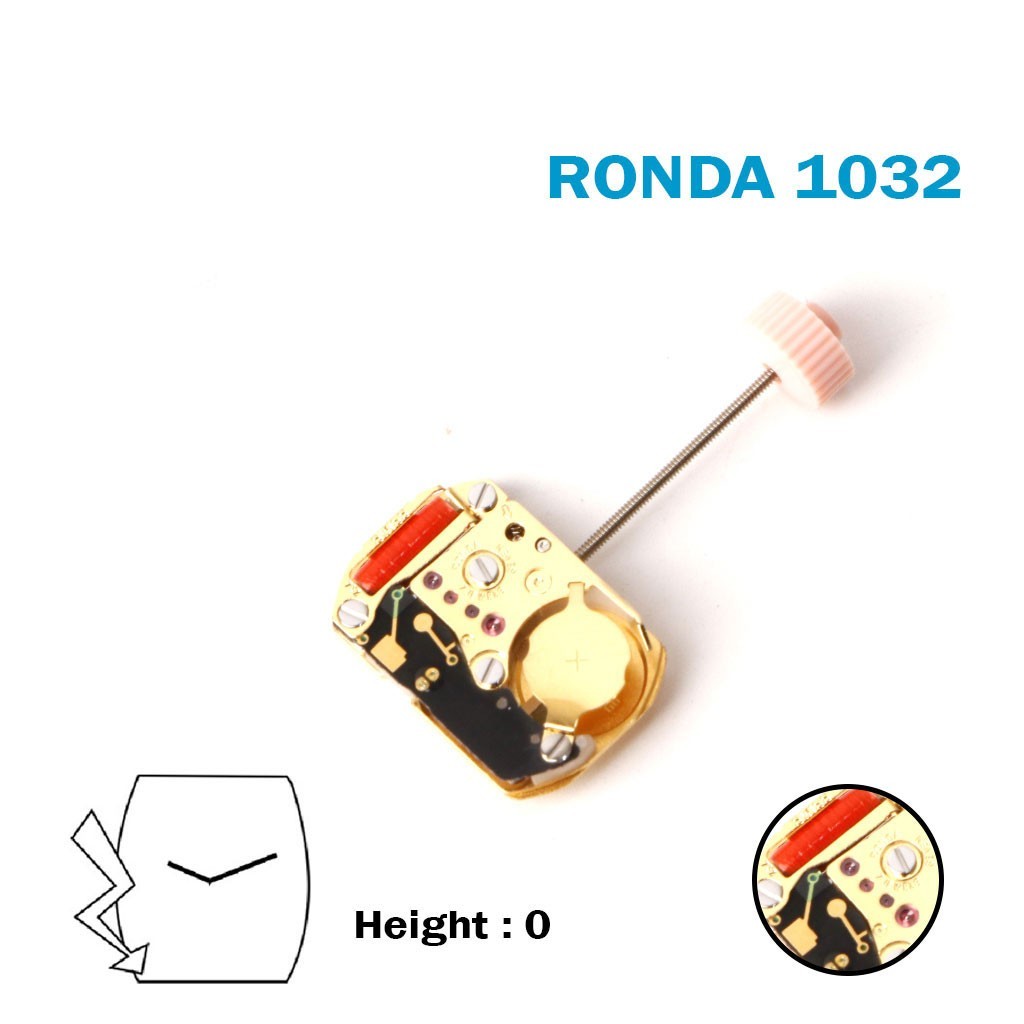 RONDA 1032 SWISS🇨🇭 Made Watch Movement- Without Disk- Height :0- 2 Hands.
