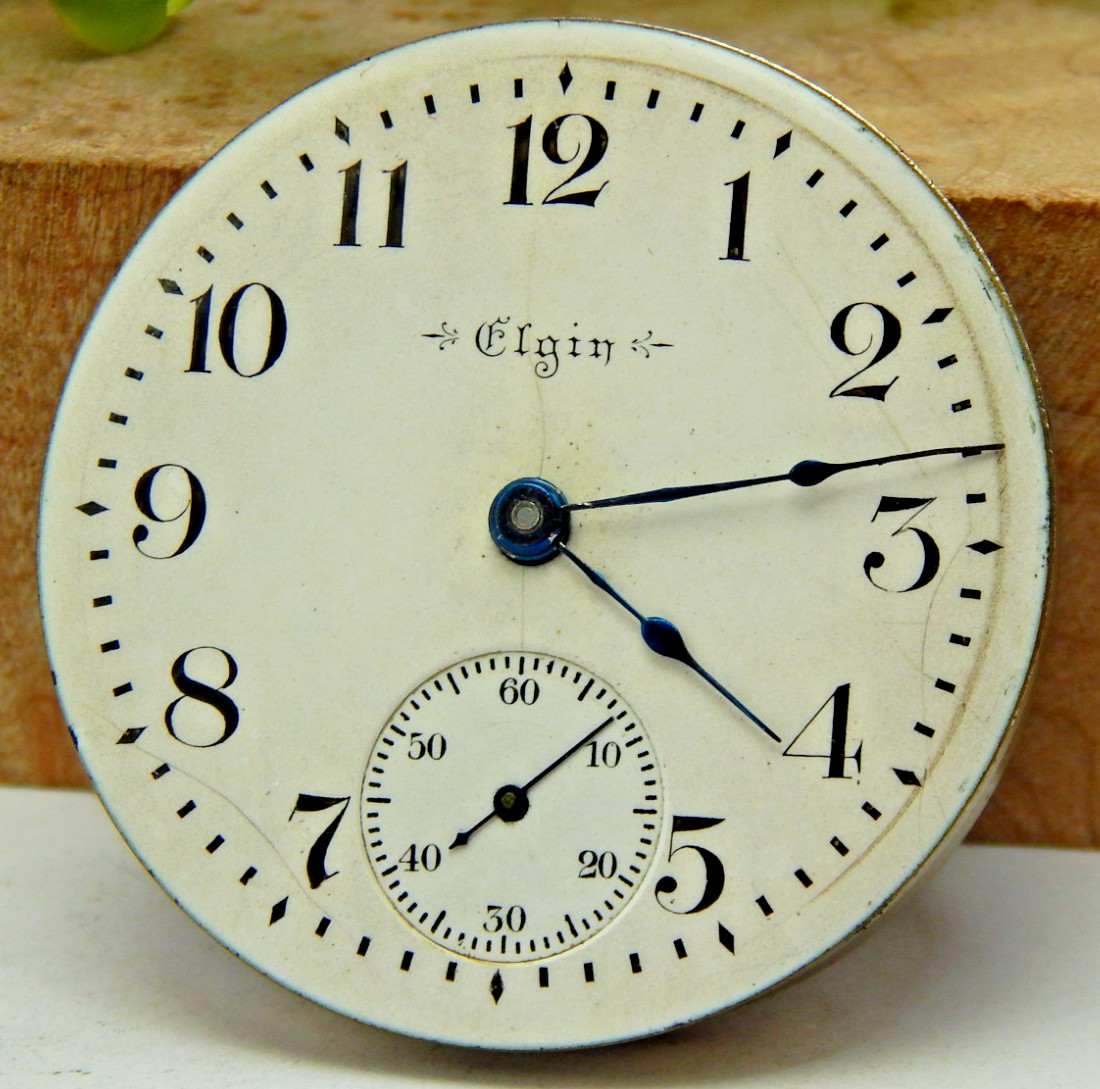 Antique 1902 Elgin 208 7 jewel 18s openface pocket watch movement with hands