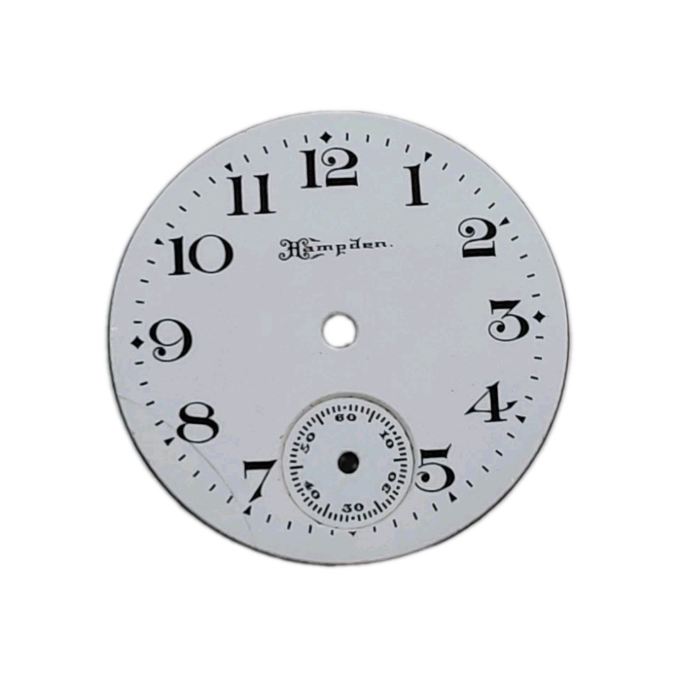 Hampden 26.8mm Sunk Enamel Pocket Watch Dial Only 1959
