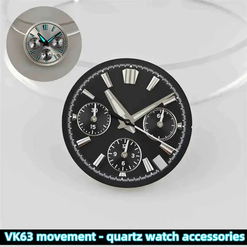 39mm Transparent Acrylic Watch Case 20mm Watch Bands Set 29.5mm Dial for VK63