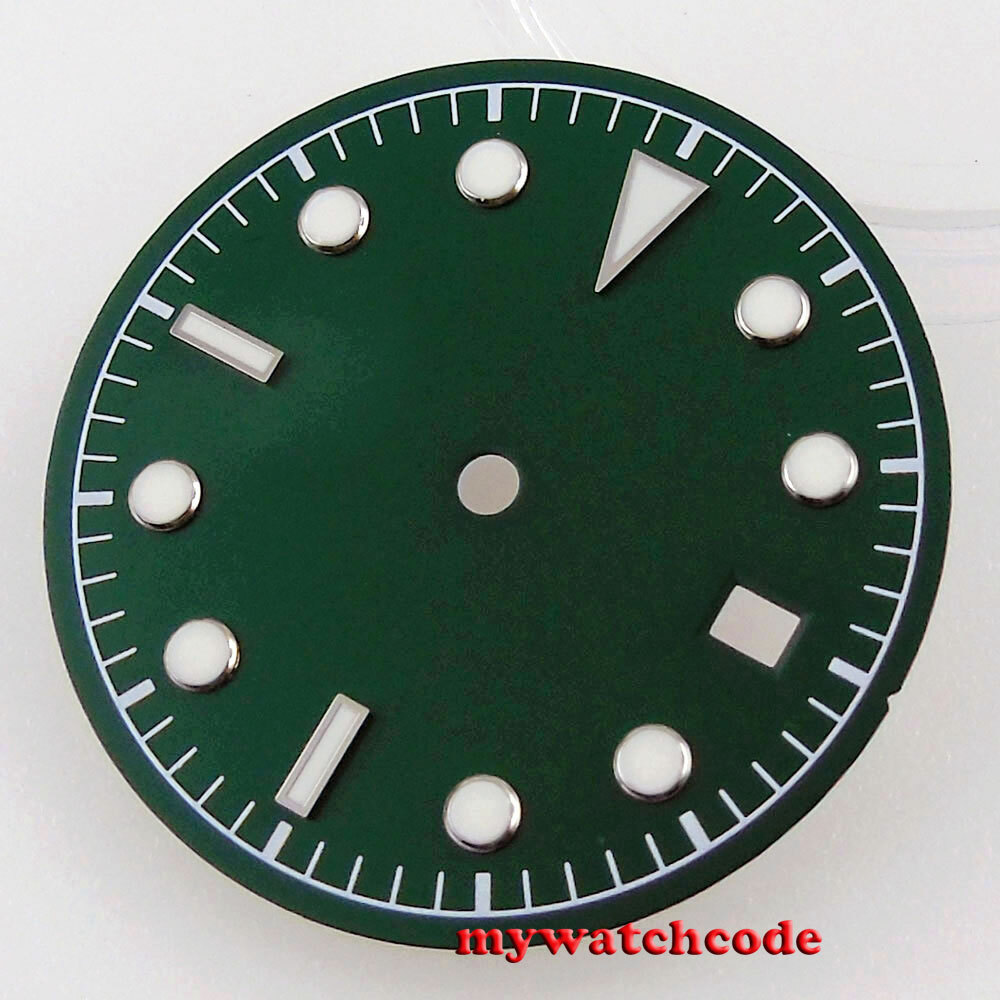 30.5mm black blue green sterile luminous dial fit NH35 ETA 2824 2836 Miyota 8215