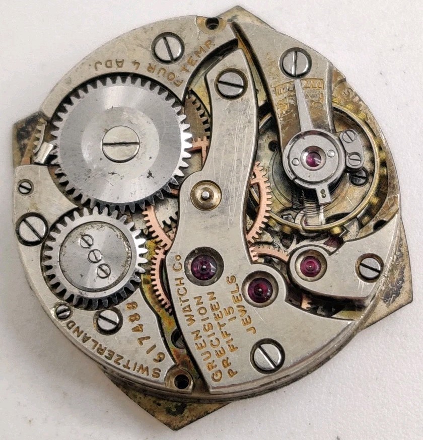 Rare Gruen W. Co. Cal. 115 15 jewel watch movement running