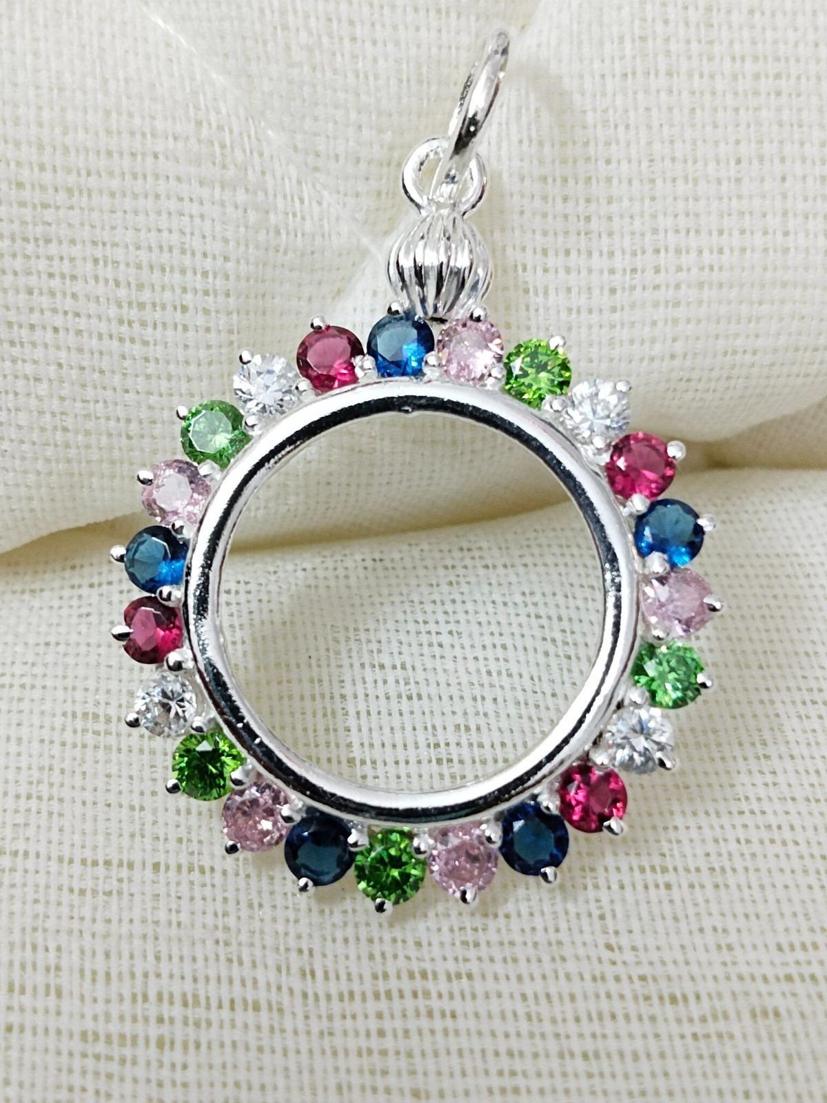 925 Sterling Silver Round CZ Bezel Pendant Handmade Blank Bezel