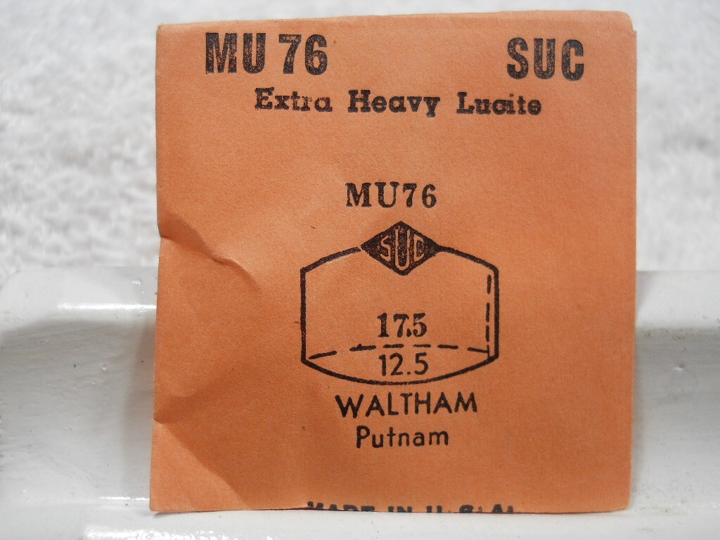 SUC MU76 Watch Crystal Fit Waltham Putnam – 17.5 x 12.5 mm Replacement Repair