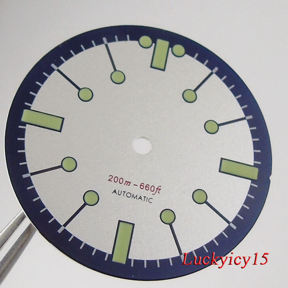 Tandorio 31MM 3.8/4.1 o’clock White Watch Dial Green Lume Marks Fit NH35 NH36