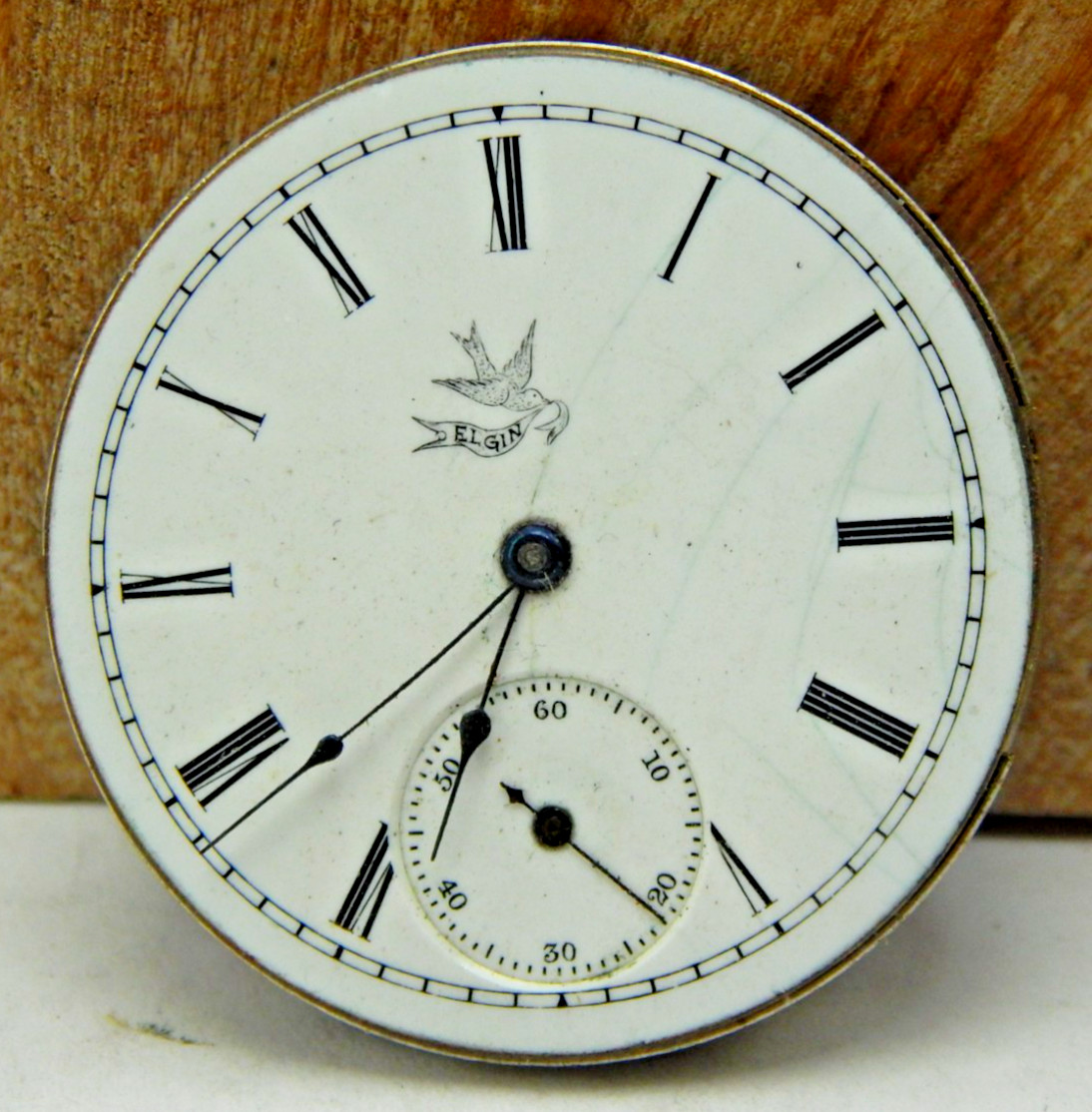 Antique 1904 Elgin 206 6s 7j hunting pocket watch movement with dial and hands
