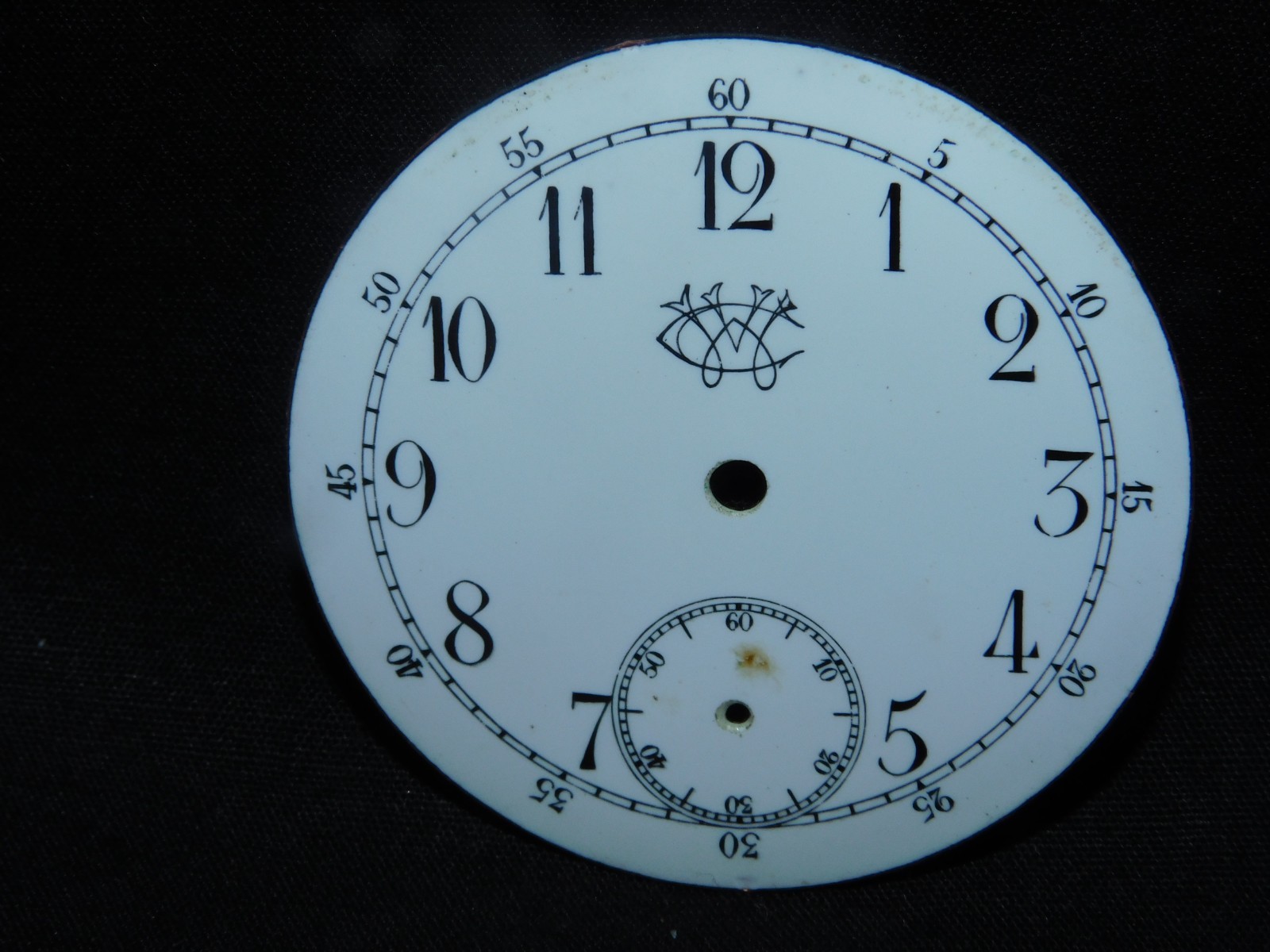VINTAGE WC RAILROAD POCKET WATCH ENAMEL DAIL ONLY-FREE SHIPPIN
