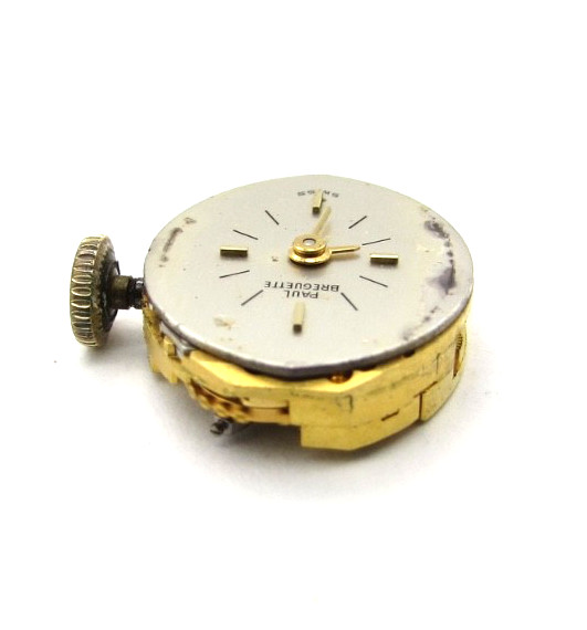 Paul Breguette Swiss 17j PXT Movement w/ Dial & Crown Balance Ticks Parts Resto