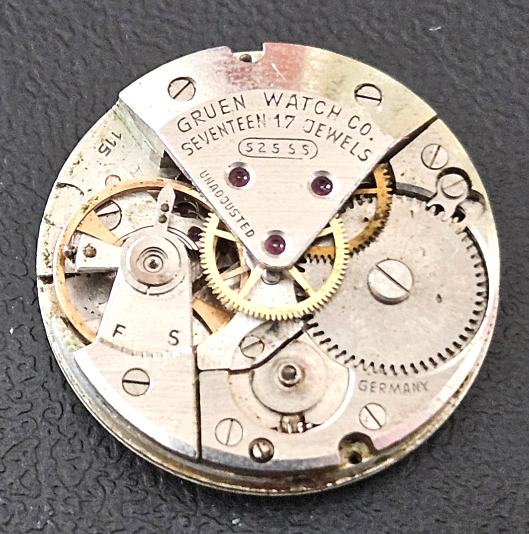 Vintage Gruen 115 525ss Precision 17J Germany Watch Movement (INCOMPLETE) lot525