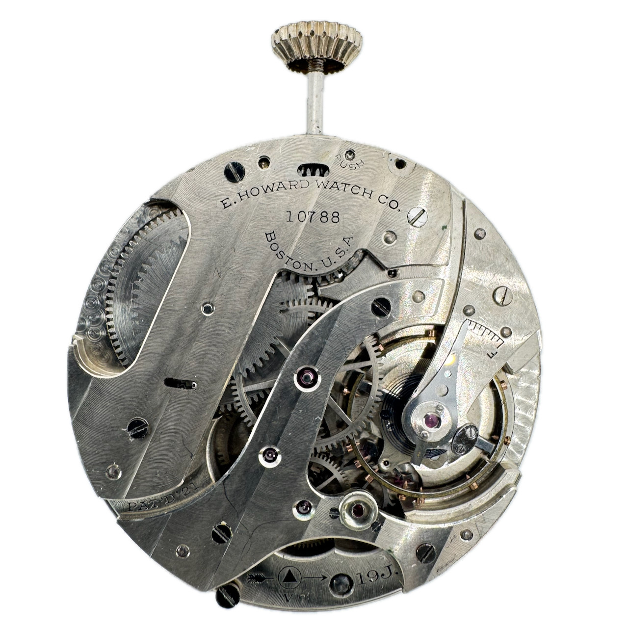 Antique 10s 1923 Howard Series 15 Mechanical Pocket Watch Movement Bridge Plate