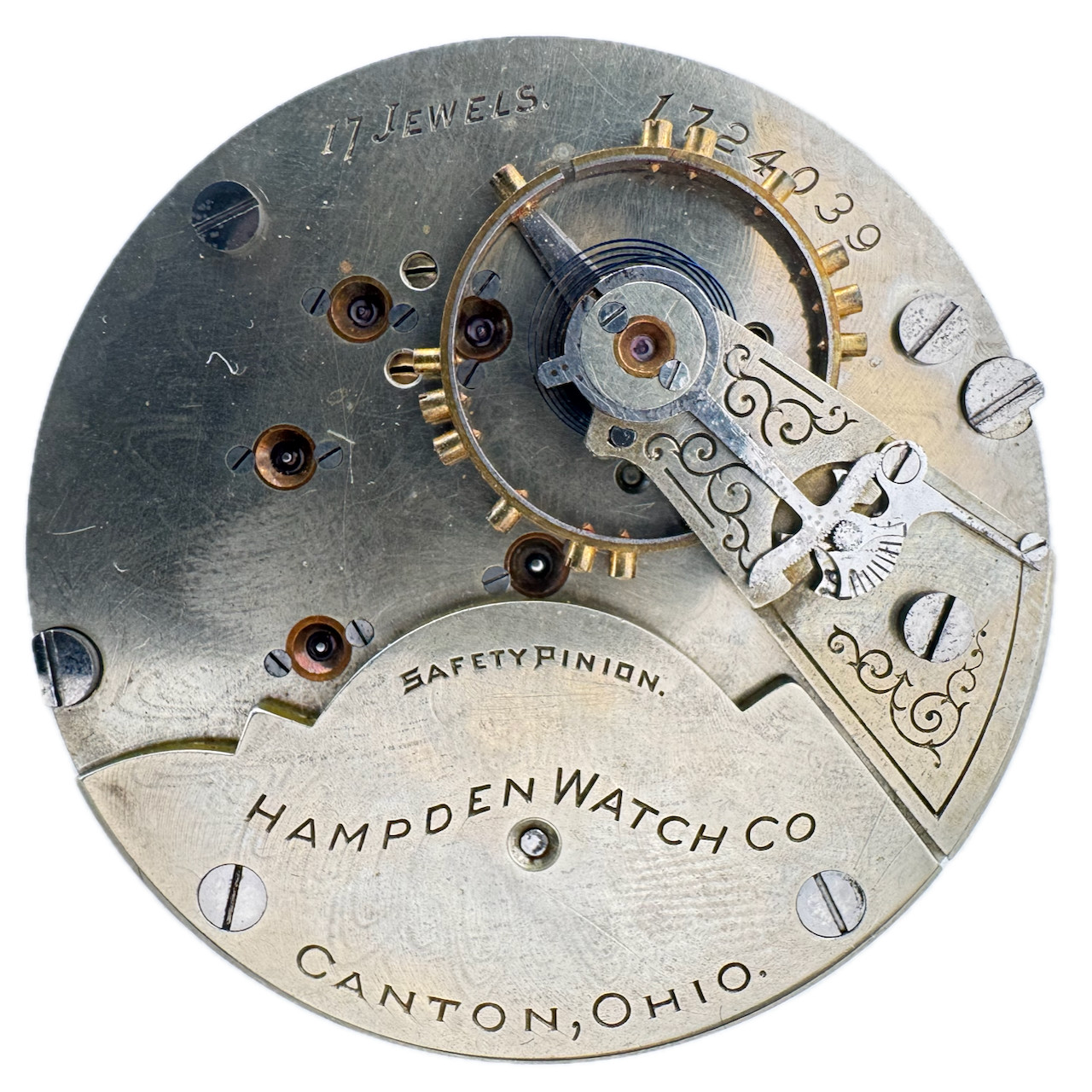 Antique 18s 1902 Hampden 17 Jewel Mechanical Pocket Watch Movement No.64 USA