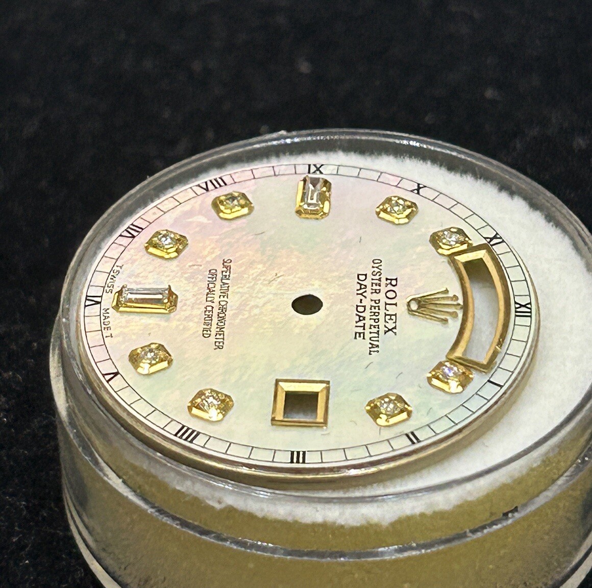 Rolex Mens NonQuick President Custom MOP Baguette Diamond Dial For Model 1803