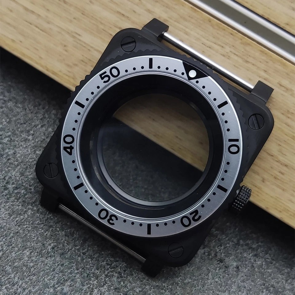 42mm Stainless Steel Square Watch Case Sapphire Glass For NH35/NH36 Movement