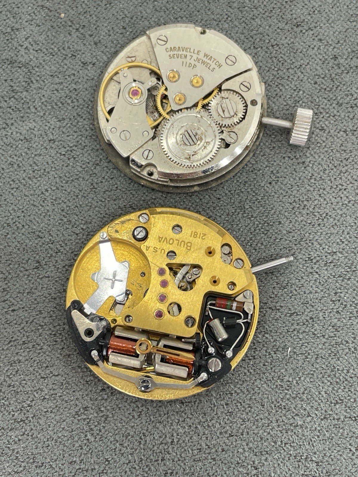 Watchmaker Parts Lot # 7 Movements, 8 Day Plate, Cases. Waltham, NY Standard, Et