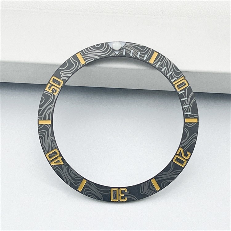 SUB Carbon Brazed Vitrified Ceramic Ring BGW9 Lume Watch Bezel Size 38mm