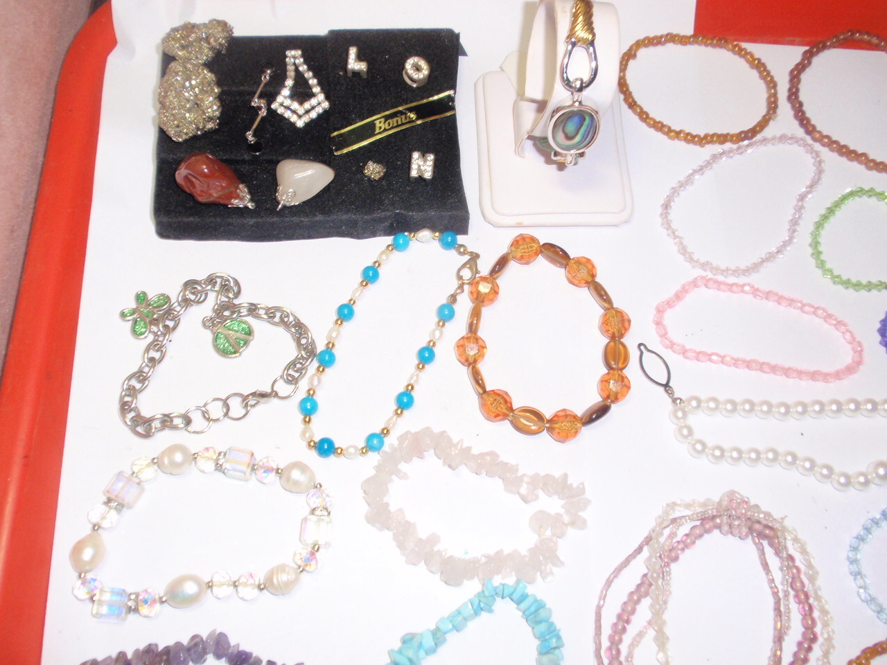 Vintage Jewelry Lot ~22pcs Hand Bracelet , Natural Crystal Pendant &More #HMS 89
