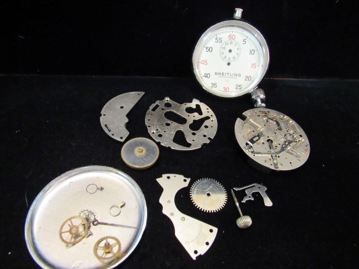 VINTAGE SWISS MADE BRETLING WAKMANN 1/5 STOP WATCH-PARTS ONLY (EZS004448)