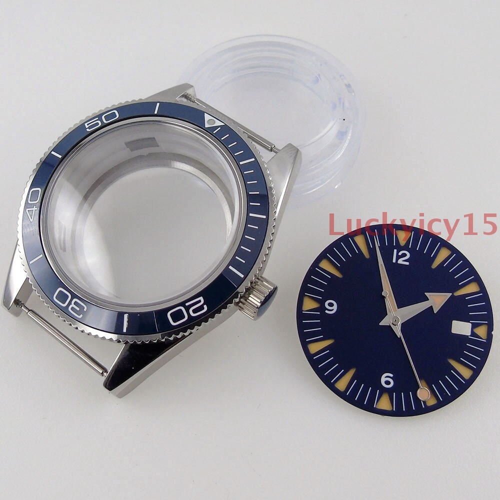 41mm Watch Case Dial Hands Fit for NH35A movement Sapphire Glass ceramic bezel