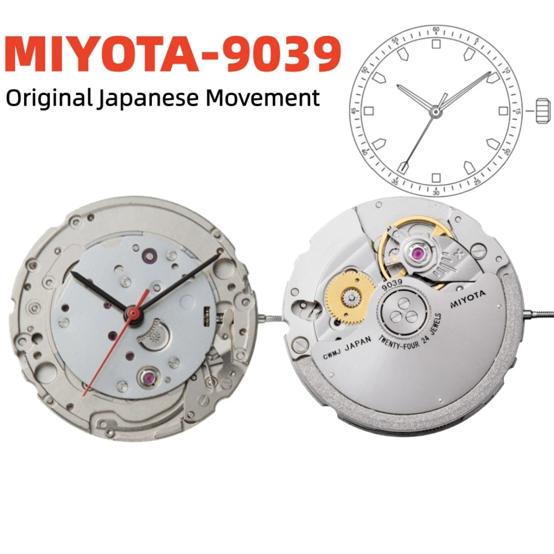 Miyota 9039 Mechanical Watch Movement True No-Date Automatic 24 Jewels Caliber
