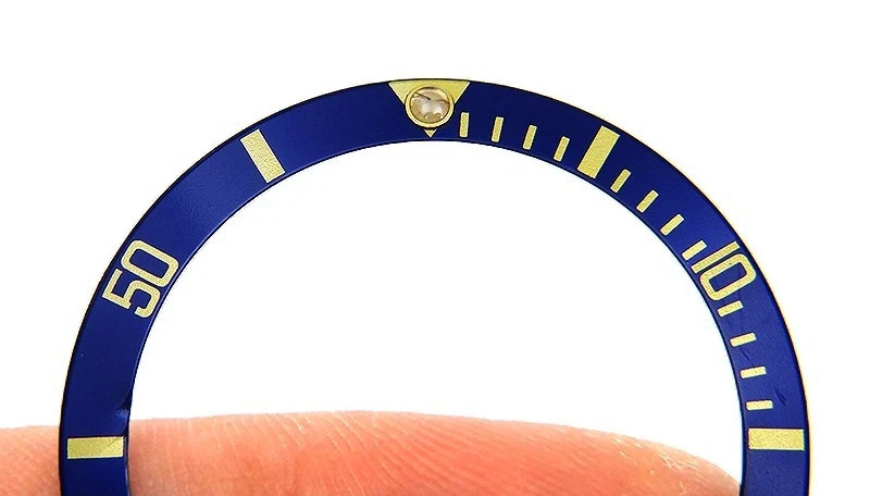 Genuine Rolex Submariner 16803 16613 16808 16618 Blue YG Bezel Insert OCWC#4107