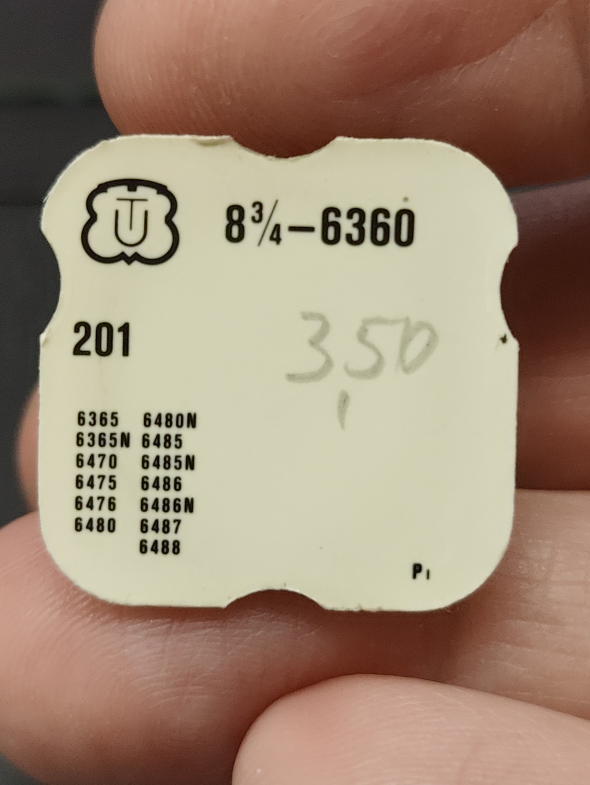 NOS Unitas UT Cal. 6360 Part 201 Center Wheel